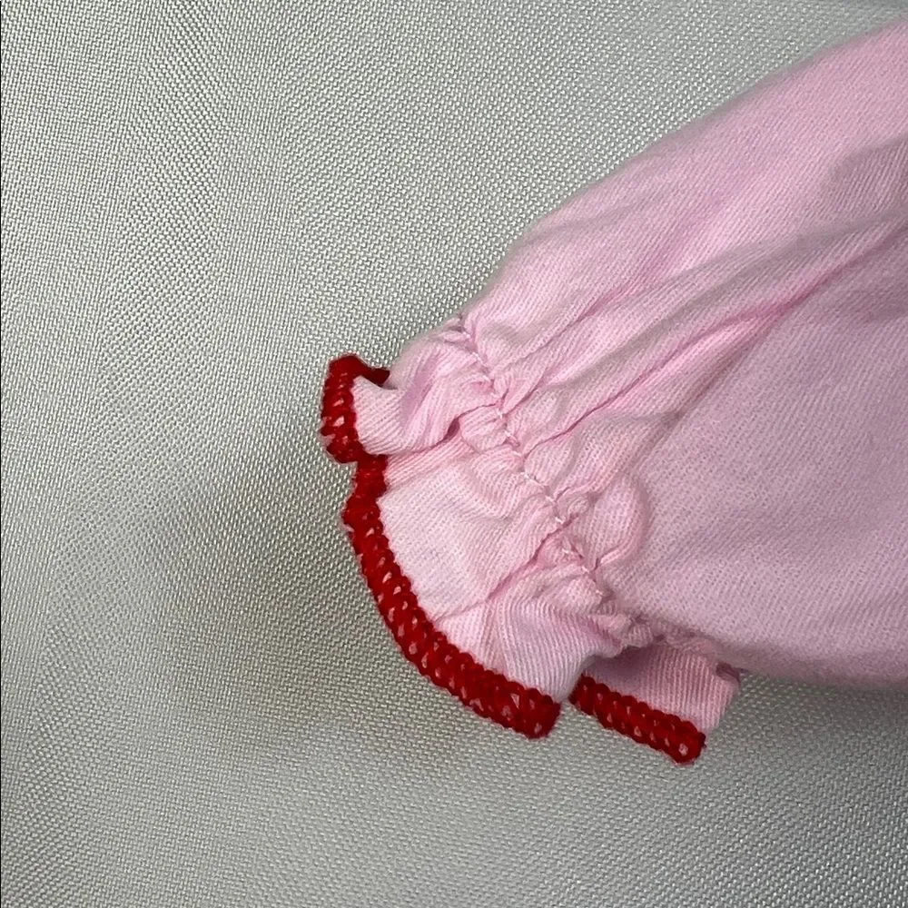 Boutique pink smocked bubble romper with hearts and bows embroidery size 3 month